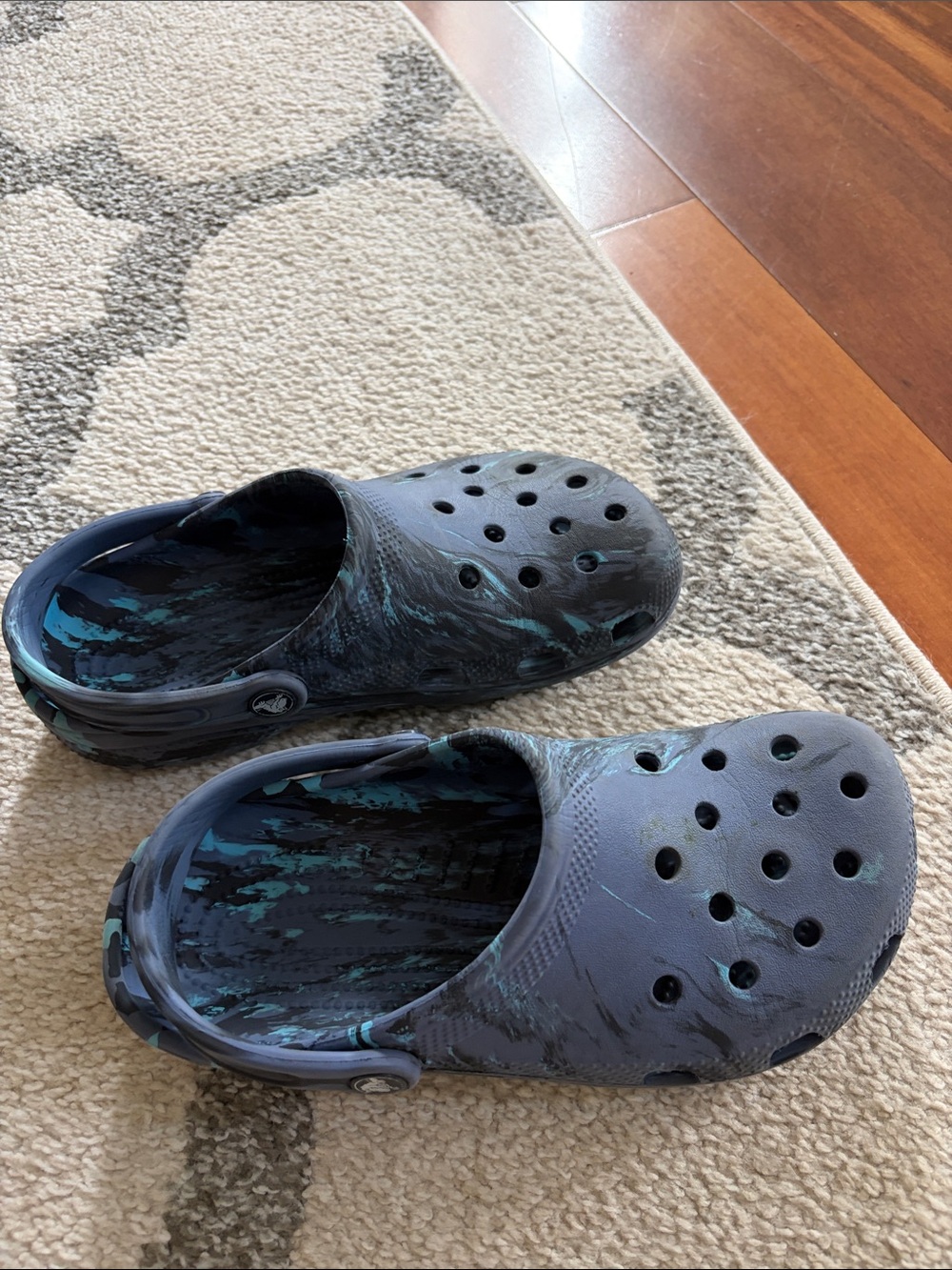 CROCS Men's Gray with Teal Accent Classic Clog